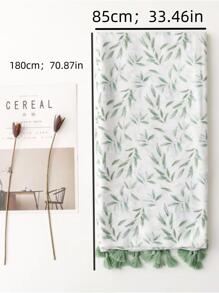 1件 2024 优雅树叶图案休闲女士春夏手工流苏雪纺围巾、头巾、披肩、围巾、沙滩巾、礼品 - 彩色 - 查看 3