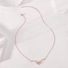 Vòng cổ mặt dây chuyền đá khối Zirconia - Hoa hồng vàng - Xem 2