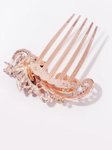 水鑽孔雀裝飾髮夾 - 紫色 - 查看 3