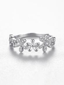 A閃耀雛菊花訂婚戒指婚戒適合女士S925純銀定情戒指永恆戒指精細首飾類禮品 - 銀色 - 查看 4