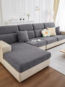 1 szt. Geometryczne żakardowe rozciągliwe pokrycie siedzenia sofy - Ciemnoszary - Zobacz 5