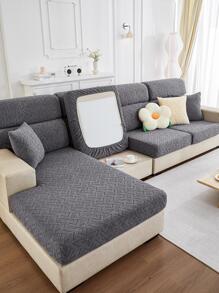 1 szt. Geometryczne żakardowe rozciągliwe pokrycie siedzenia sofy - Ciemnoszary - Zobacz 6