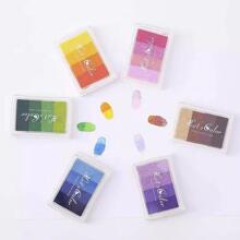 1入組4色水彩漸變墨水&橡膠郵票套裝帶工具適用於藝術,塗鴉,噴霧繪畫,染色,孩子們的手指繪畫,和裝飾用品 - 藍色 - 查看 8
