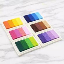 1pc Green-colored 4-color Watercolor Gradient Ink Pad With Rubber Stamps, Matching Tool For Painting, Sketching, Spray Painting, Coloring, Finger Painting, Scrapbooking And Decorating - Green - View 9