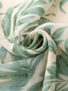 1條葉子印花流蘇裝飾圍巾復古大披肩,休閒戶外防曬頭巾旅行沙灘巾禮物 - 彩色 - 查看 2