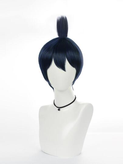 アニメコスプレウィッグ耐熱合成ダークブルーショートヘアウィッグ