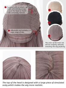 alicegarden 小波浪塵土飛揚的紫色24英寸長款人造假髮帶劉海 - 淺灰紫 - 查看 9