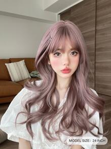 alicegarden 小波浪塵土飛揚的紫色24英寸長款人造假髮帶劉海 - 淺灰紫 - 查看 2