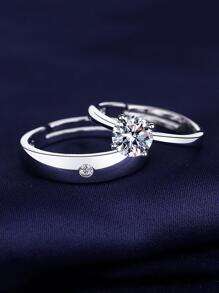 水鑽裝飾戒指 - 銀色 - 查看 3