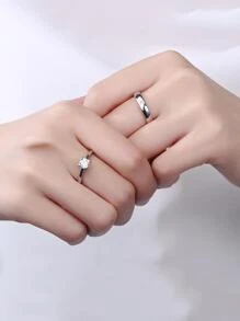 水鑽裝飾戒指 - 銀色 - 查看 2