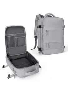Floless Men's Travel Backpack, Work Bag, Portable, Waterproof Business Large Capacity Daily Backpack, Weekend Travel Bag, Laptop Backpack With USB Charging Port, College Bag, Computer Bag, Gift, Fits 15.6 Inch Laptop - Grey - View 3