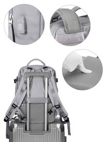Floless Men's Travel Backpack, Work Bag, Portable, Waterproof Business Large Capacity Daily Backpack, Weekend Travel Bag, Laptop Backpack With USB Charging Port, College Bag, Computer Bag, Gift, Fits 15.6 Inch Laptop - Grey - View 9