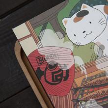 cuaderno de diario de arte con ilustración dibujada a mano con temática de gato de 224 páginas - Albaricoque - Ver 6