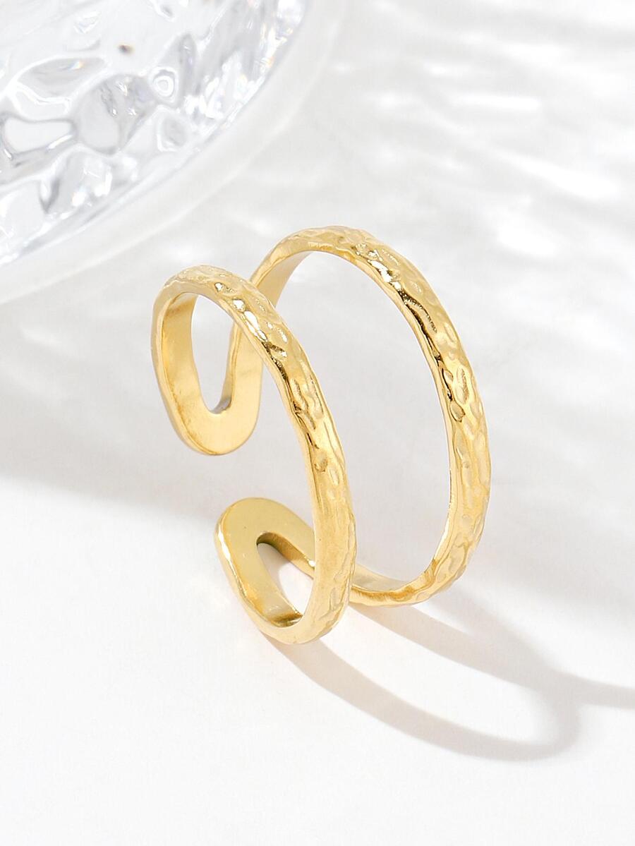 A時髦鈦條形開叉圓環 - 金黃色 - 查看 1