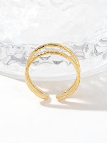 A時髦鈦條形開叉圓環 - 金黃色 - 查看 4