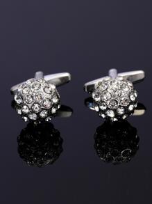Men 1Pair Couple Rhinestone Decor Cufflinks For Daily Decoration For A Stylish Look - White - View 1