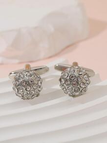 Men 1Pair Couple Rhinestone Decor Cufflinks For Daily Decoration For A Stylish Look - White - View 5