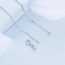 1入組S925純銀貓月亮可愛動物吊墜項鍊女性銀顏色首飾類禮品