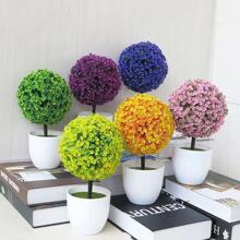 仿真花櫻桃雪球模擬植物盆栽草球盆栽小樹家庭裝飾用品花裝飾品創意迷你小圓形盆栽,家庭裝飾用品,DIY裝飾,桌面裝飾