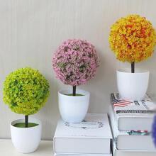 仿真花櫻桃雪球模擬植物盆栽草球盆栽小樹家庭裝飾用品花裝飾品創意迷你小圓形盆栽,家庭裝飾用品,DIY裝飾,桌面裝飾