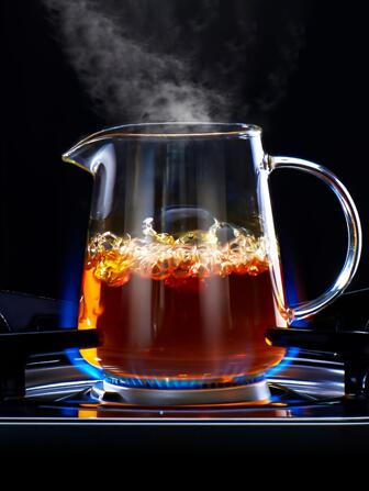 1只小玻璃燒壺410ml / 13.9oz，玻璃牛奶燒壺，玻璃奶油燒壺，玻璃茶壺小玻璃燒壺高溫耐用透明玻璃茶杯功夫茶具