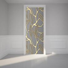 2pcs/set PVC Door Sticker, Modernist Leaf Pattern Door Decoration Self-adhesive Sticker For Home - Multicolor - View 9