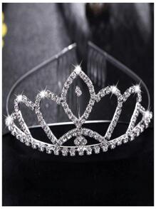 女士水鑽王冠設計魅力四射髮箍適合婚禮派對 - 銀色 - 查看 1