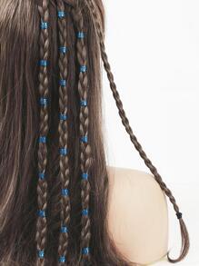 40 件金色辫子发圈女士女孩时尚发饰街头时尚嘻哈朋克 Y2K 潮流发辫袖口波西米亚风 - 藍色 - 查看 2