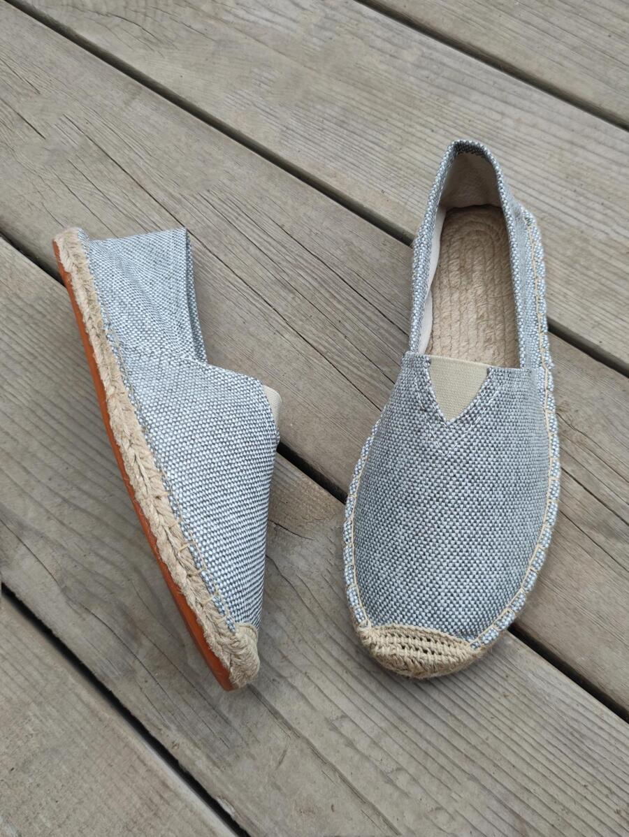 Giày lười nam thoáng khí, giày đi biển Espadrille vải ngoài trời cho kỳ nghỉ - Xám - Xem 1