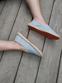 Giày lười nam thoáng khí, giày đi biển Espadrille vải ngoài trời cho kỳ nghỉ - Xám - Xem 5