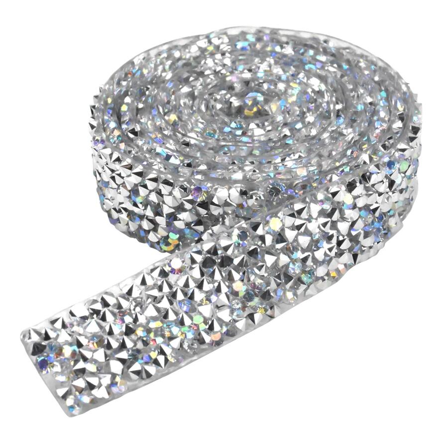 Cinta De Cristal De Diamante De Imitación, 1 Yarda 15 Mm De Cinta De Diamante De Imitación Autoadhesiva Plateada, Cinta Brillante De Diamante De Imitación, Cinta De Diamante De Imitación Con Chispa Para Envolver Rollo De Manualidades Diy Para La Decoración De Bodas Y Cumpleaños - Plateado - Ver 1