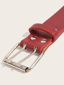 Street 1 件女士铆钉装饰腰带，带孔眼，深色风格万圣节 - 酒紅色 - 查看 5