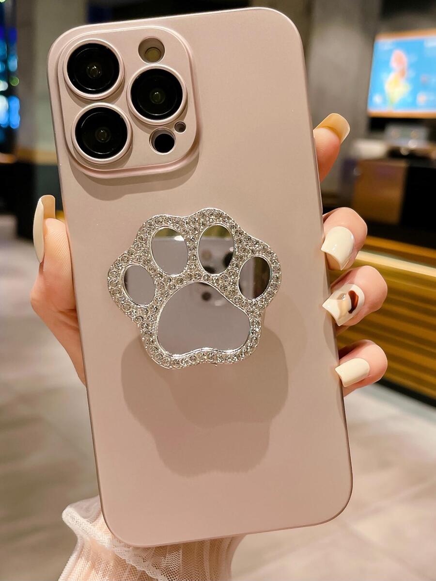 素色手機殼帶貓爪設計手機氣囊支架 - 香檳色 - 查看 1