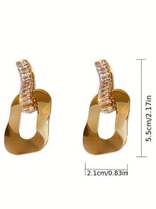 Bông tai trang trí bằng đá rhinestone - Bạc - Xem 3