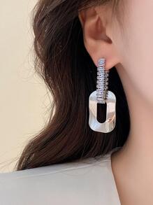 Bông tai trang trí bằng đá rhinestone - Bạc - Xem 1