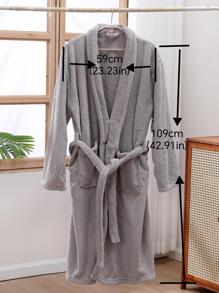 1pc Solid Color Bath Wrap Towel - Grey - View 5