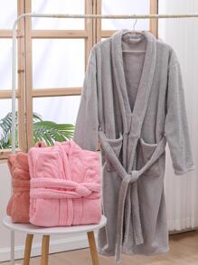 1pc Solid Color Bath Wrap Towel - Grey - View 3