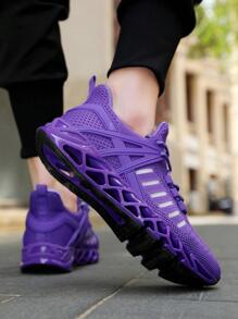 Men's Lightweight Shoes Purple Running Shoes With Shock Absorption & Breathable Blade Design For Casual, Sports And Running In Summer - Violet Purple - View 1