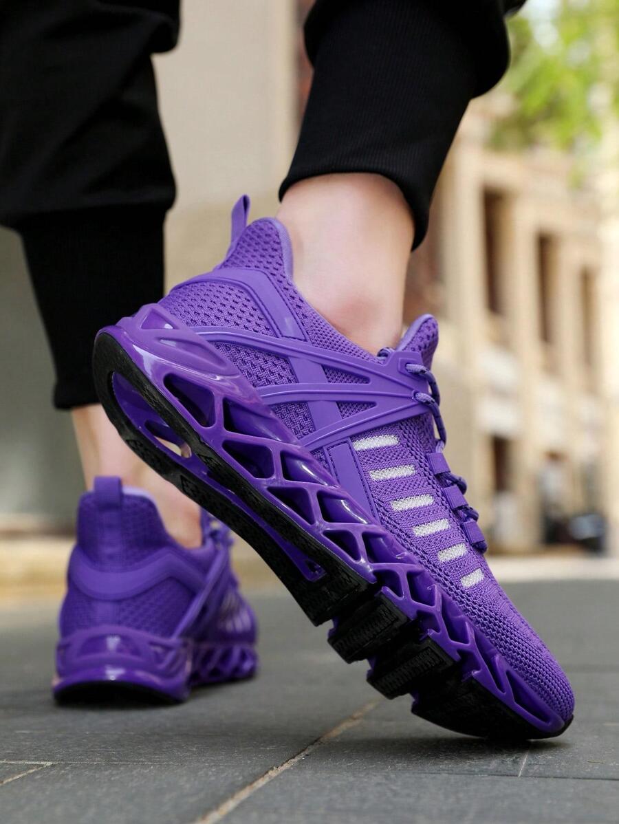 Men's Lightweight Shoes Purple Running Shoes With Shock Absorption & Breathable Blade Design For Casual, Sports And Running In Summer - Violet Purple - View 1