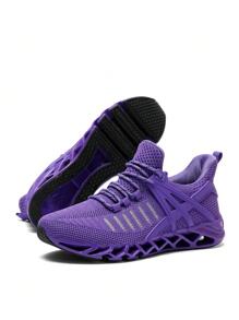 Men's Lightweight Shoes Purple Running Shoes With Shock Absorption & Breathable Blade Design For Casual, Sports And Running In Summer - Violet Purple - View 4