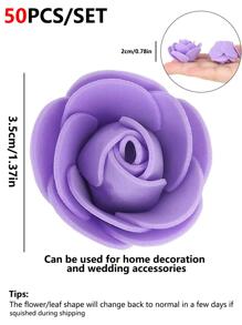 50/150 Pièces Fleurs Artificielles En Mousse De Roses Pe Matériau Ours En Peluche Cadeaux De La Saint-valentin Diy Matériau De La Guirlande De Boîte De Friandises Décoration De Mariage Fleur De Poignet Pour La Mariée Tenue À La Main Matériau De Cadeau De Fête À La Maison - Prune - Voir 2