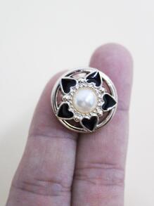 2.2cm/5pcs Round Hollow Out Spade Shaped Faux Pearl Button Clothing Accessory - Multicolor - View 3