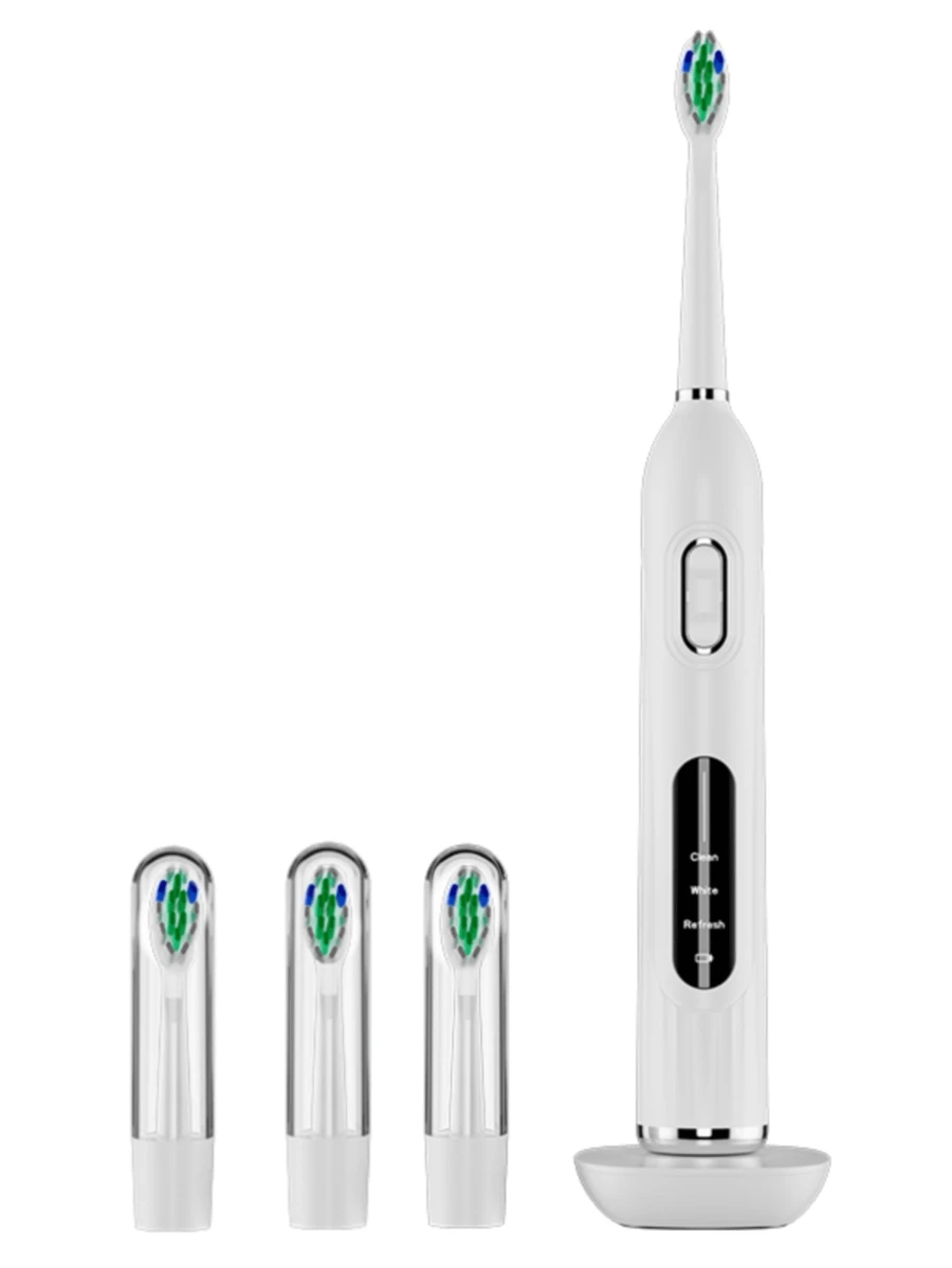 Adult Electric Toothbrush Rechargeable Sonic Electric Toothbrush with 4 Replacement Brush Heads, 1 Charge Can Use About Two Months, 3 Modes - White - View 1