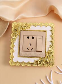 1入組燈玫瑰蕾絲樹脂單和雙環傷口插座板牆貼套邊框裝飾用品 - 白色 - 查看 1