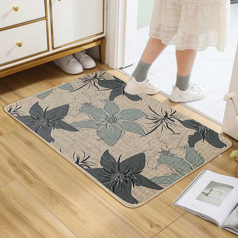 1 Miếng Mùa hè Thiết kế hoa Tấm lót , Bền chặt & Dễ dàng làm sạch Thảm sàn , Hiện đại & Lanh Chất liệu Chống trượt & Nước Hấp thụ Thảm , Máy giặt được & Chống mài mòn Với Silicone Đối với Làm sạch Bùn & Phòng tắm , Thích hợp Đối với Trong nhà In Phòng tắm , Phòng khách , Phòng ngủ , Phòng bếp , phổ cập - Nhiều màu - Xem 1