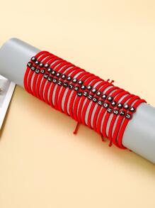 Vòng tay dây trang trí chữ cái - Đỏ - Xem 1