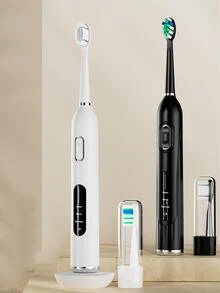Adult Electric Toothbrush Rechargeable Sonic Electric Toothbrush with 4 Replacement Brush Heads, 1 Charge Can Use About Two Months, 3 Modes - White - View 3