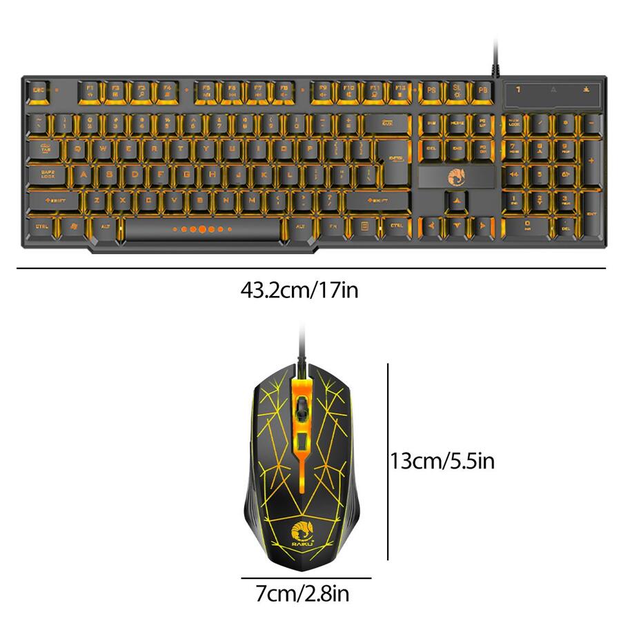 Keyboard and Mouse Set Mechanical Keyboard Wired Black Letters Through Orange Light Gaming Keyboard Gaming Mouse Home Commercial Cool Gift T28 - Multicolor - View 1