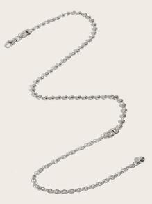 1入組復古高分金屬質感腰部鏈條皮帶適合女士至腰,火柴洋裝,套裝,, - 銀色 - 查看 3