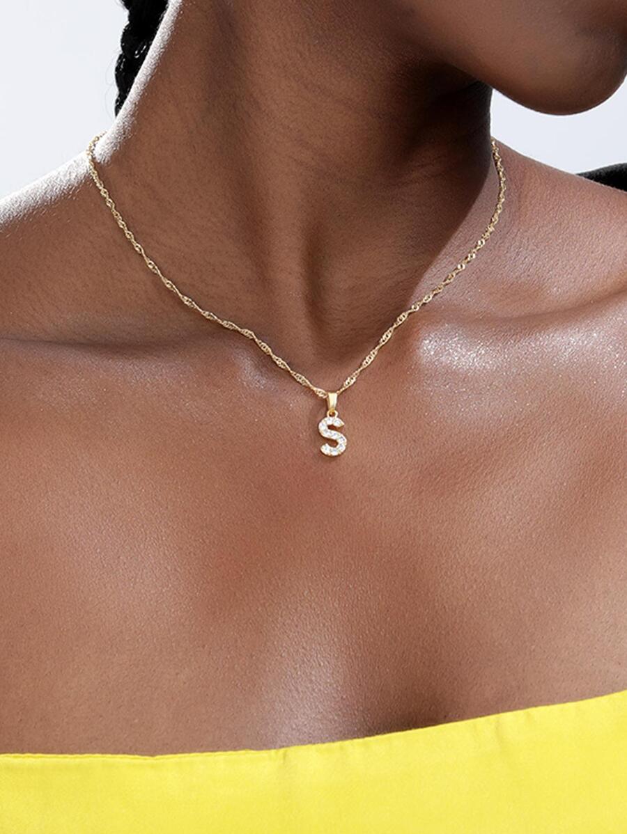 水鑽字母墜飾項鍊